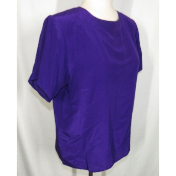 Anna & Frank Purple Silk Short Sleeve Blouse Size Medium - Picture 2 of 5